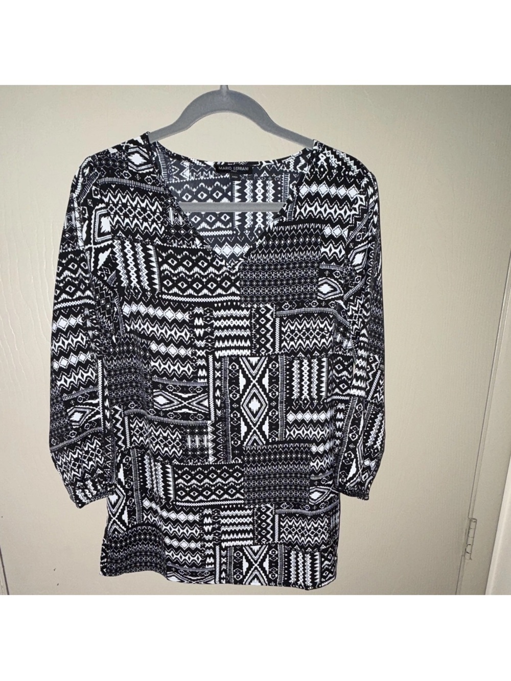 Mario Serrani Black and White Geometric Tunic